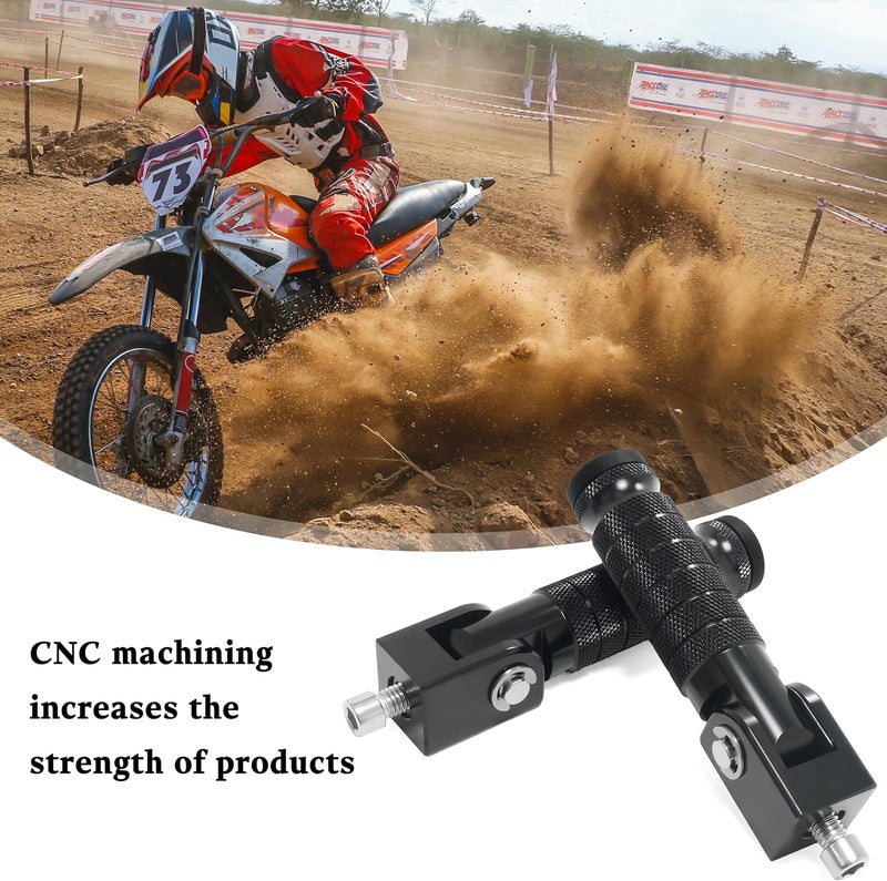VUOZIP M8 Universal CNC Motorcycle Foot Pegs Degree Foldable Bike Pegs Aluminum Fit Electric Car Motorbike Scooter Mini Bike Ebike Dirt Bike Go Kart Honda Yamaha Suzuki Aprilia Super73 (Black, Type A) - Image 3